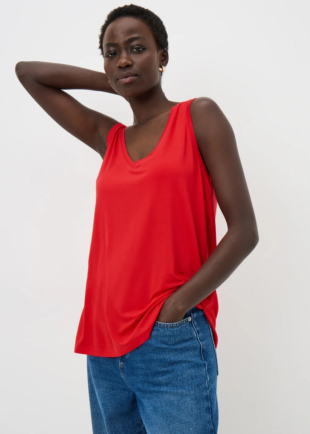 Red V-Neck Vest Top - M Image 2