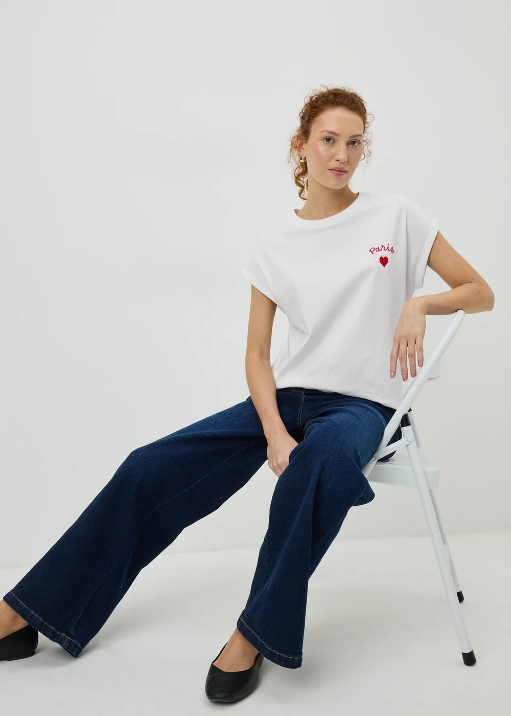 White Paris Cap Sleeve T-Shirt - Small Image 2