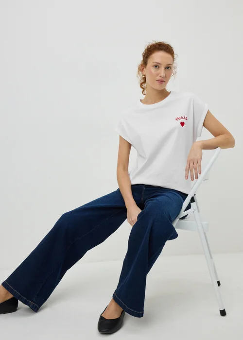 White Paris Cap Sleeve T-Shirt - Small Image 2