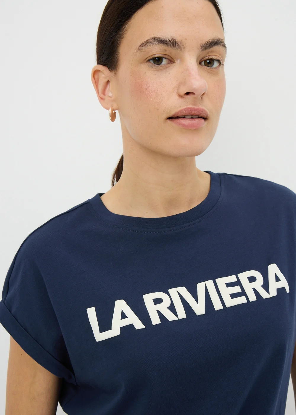 Navy Riviera Slogan T-Shirt - Small Image 2
