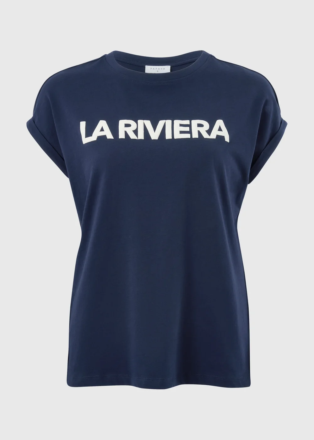 Navy Riviera Slogan T-Shirt - Small Image 1