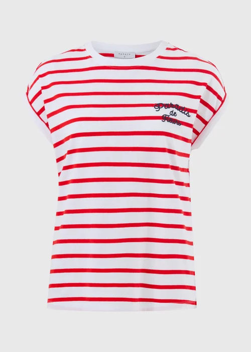 Red Stripe Paris Cap Sleeve T-Shirt - Small Image 4