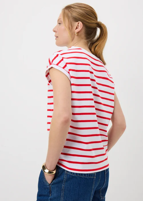 Red Stripe Paris Cap Sleeve T-Shirt - Small Image 3