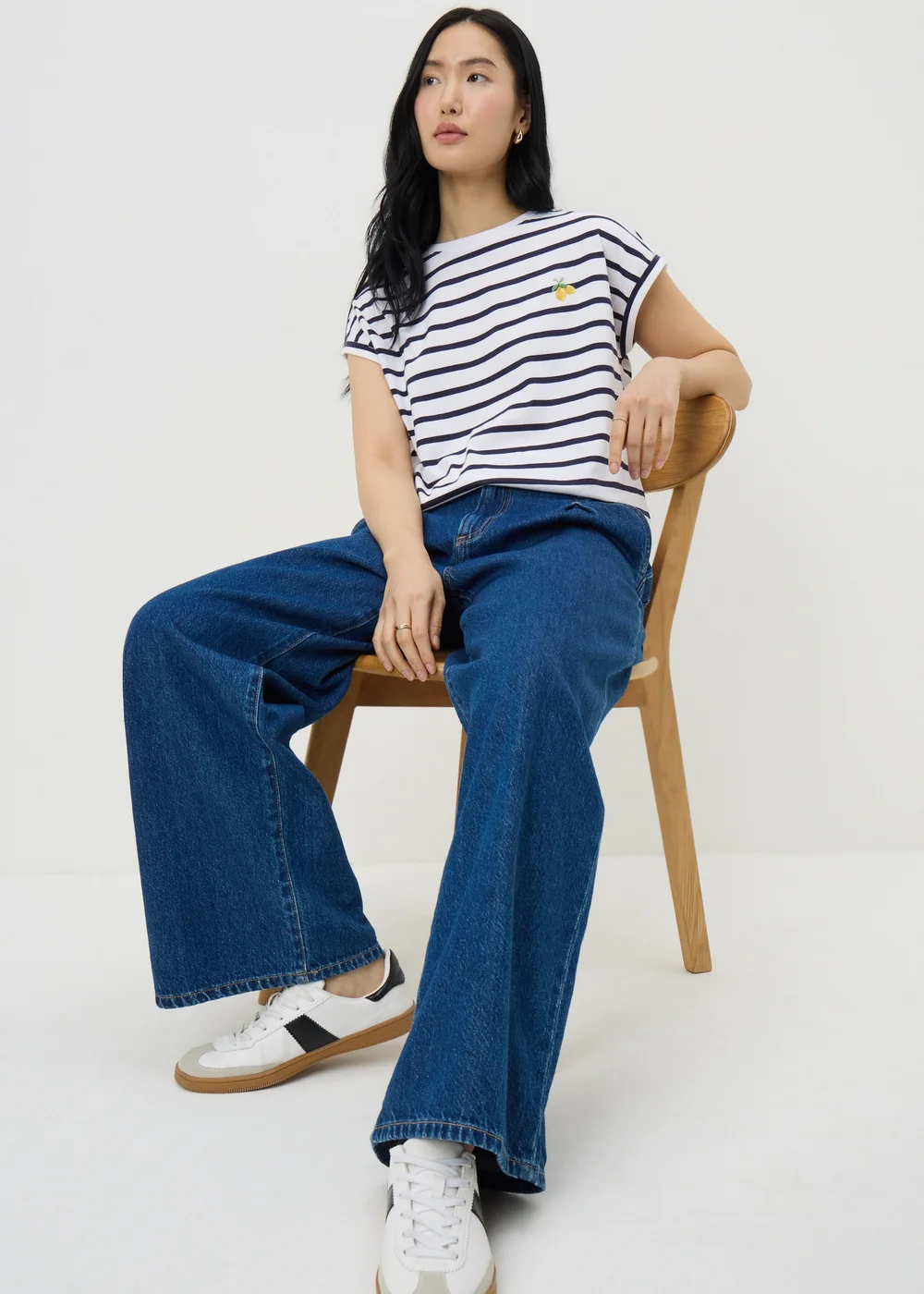 Navy Stripe Lemon Motif T-Shirt - Small Image 1