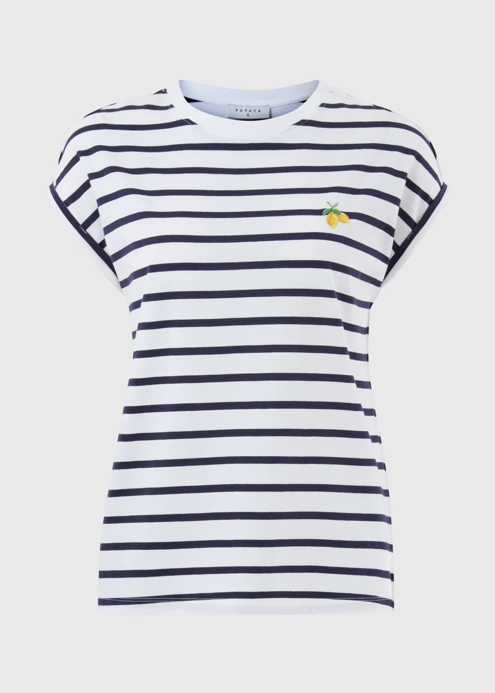 Navy Stripe Lemon Motif T-Shirt - Small Image 1