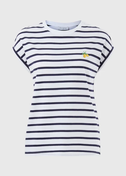 Navy Stripe Lemon Motif T-Shirt - Small Image 3