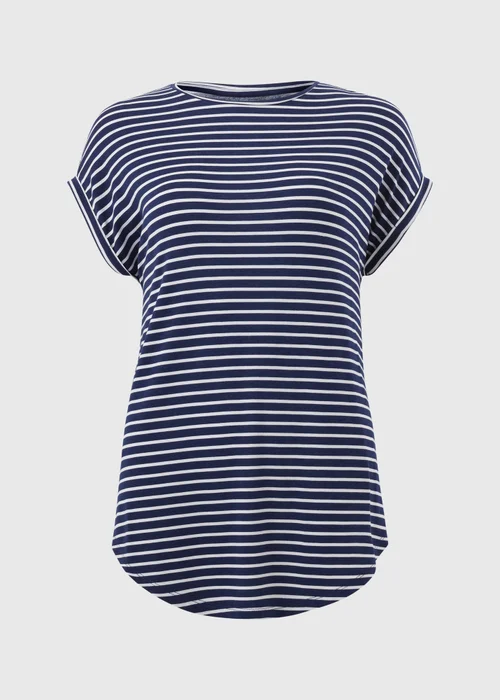 Navy Stripe Longline T-Shirt - Small Image 4