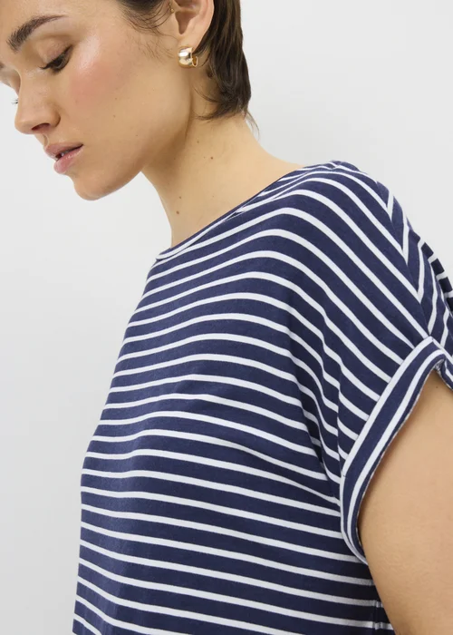 Navy Stripe Longline T-Shirt - Small Image 3
