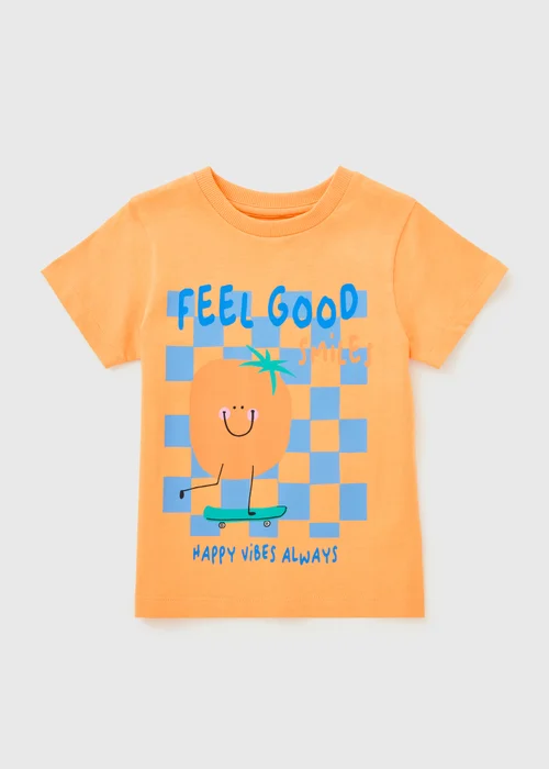 Boys Orange Feel Good Slogan T-Shirt (1-7yrs) - 1 to 1 half years Image 1