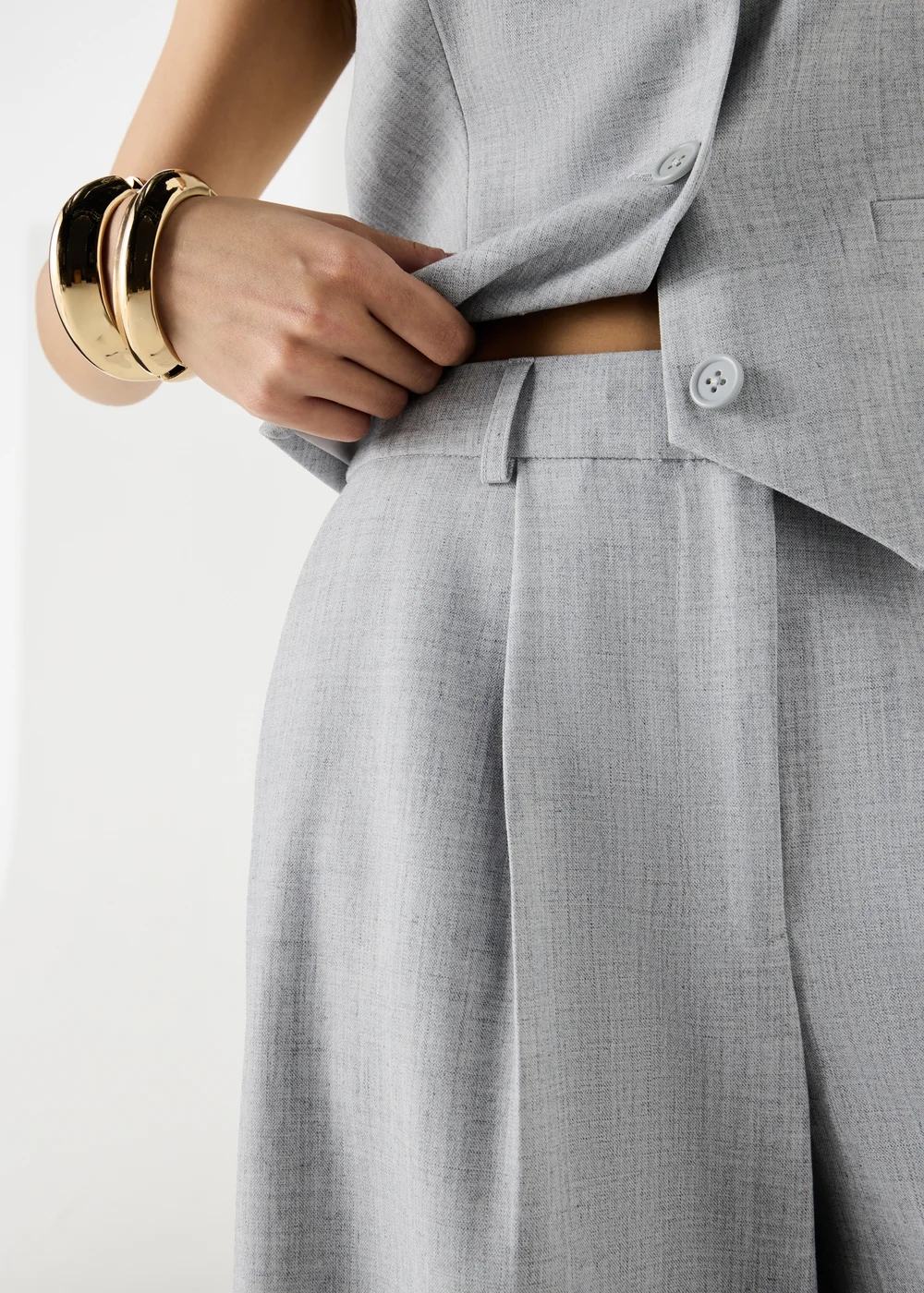 Et Vous Grey Marl PVL Wide Leg Co Ord Trousers - 18/L29 Image 3