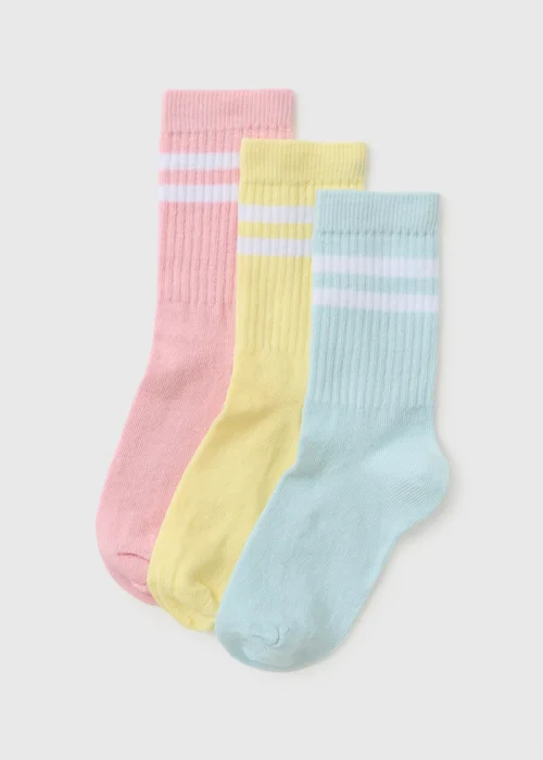 3 Pack Kids Multicoloured Sport Socks (Younger 6-8.5/ Older 4-6.5) - Sizes 6 - 8.5 Image 1