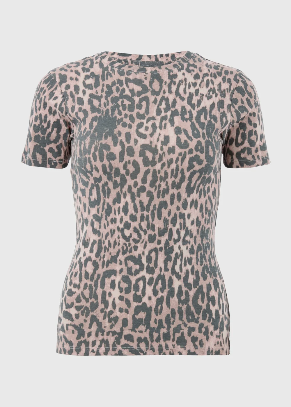 Mocha Leopard Print Fitted T-Shirt - Size 8 Image 2
