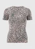 Mocha Leopard Print Fitted T-Shirt - Size 8 Image 2