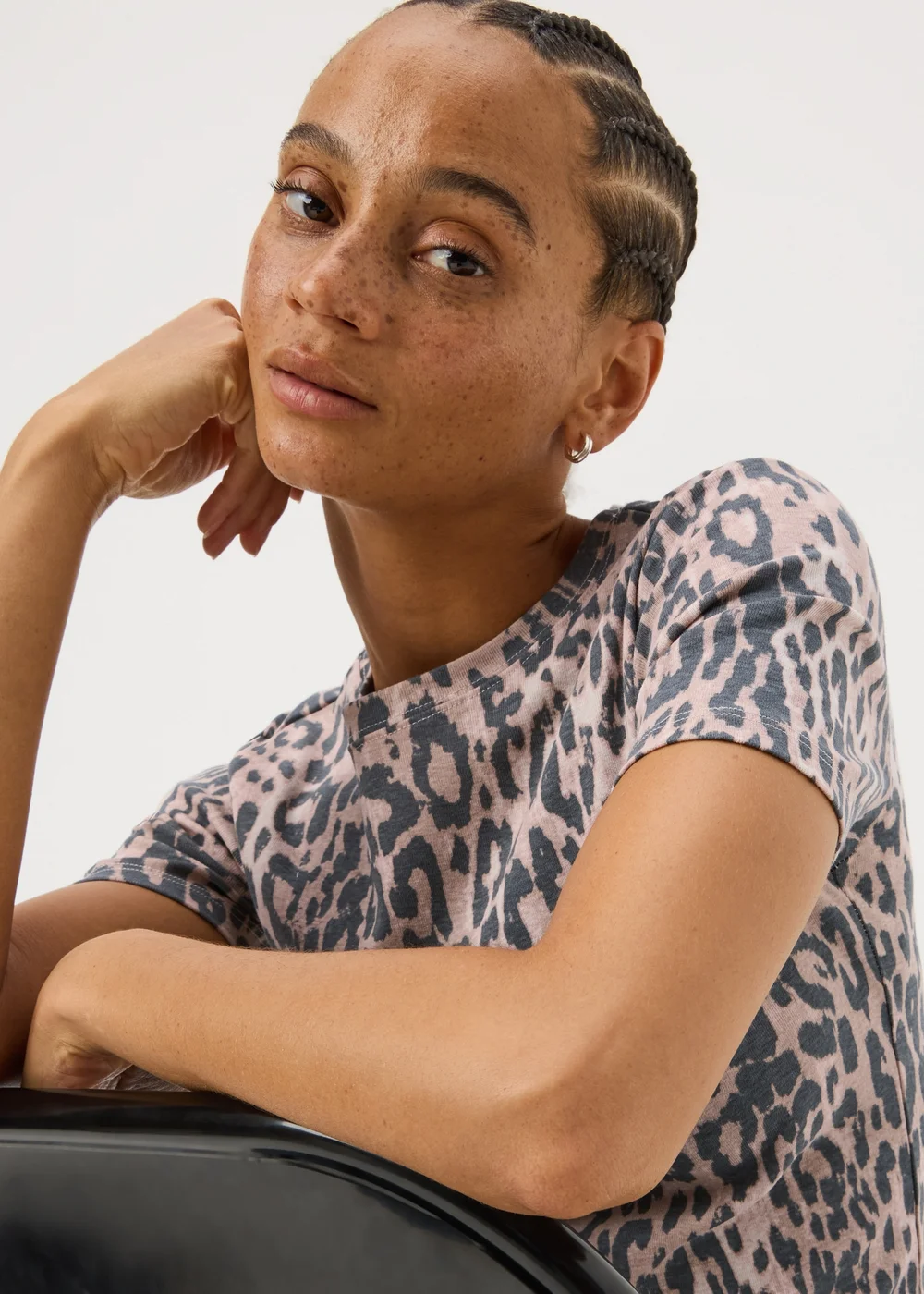 Mocha Leopard Print Fitted T-Shirt - Size 8 Image 2