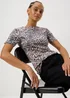 Mocha Leopard Print Fitted T-Shirt - Size 8 Image 1
