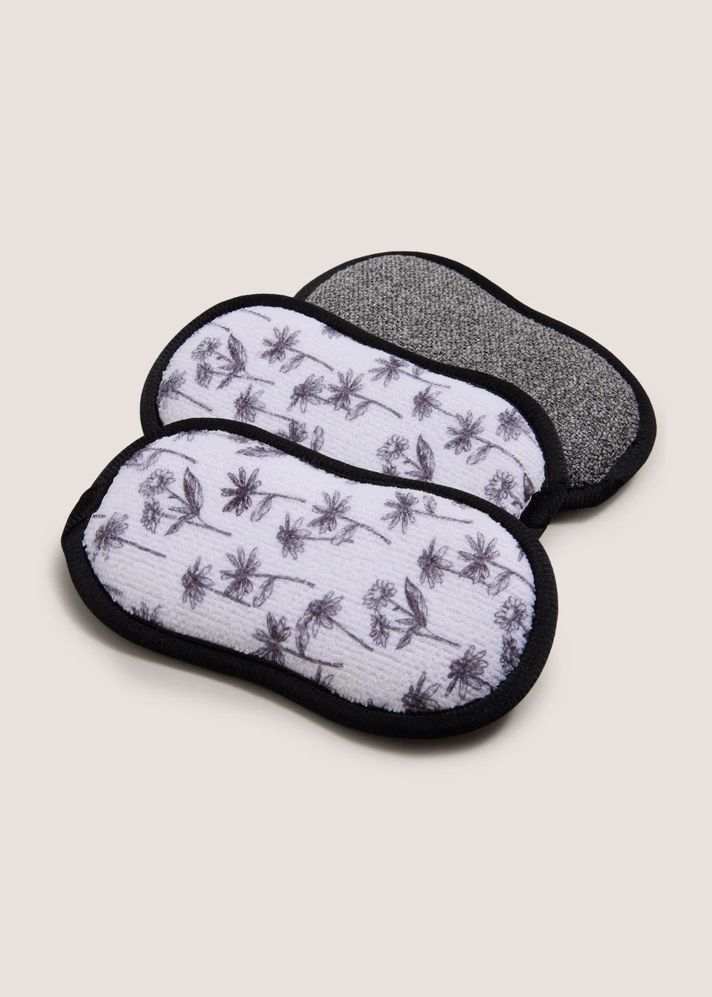 3 Pack Black Floral Sponges Image 1