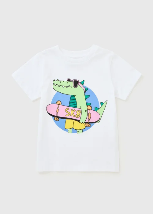 Boys White Skate Crocodile T-Shirt (1-7yrs) - 1 to 1 half years Image 1