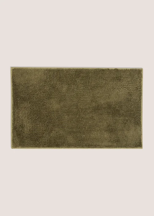 Dark Green Chenille Bath Mat Image 1