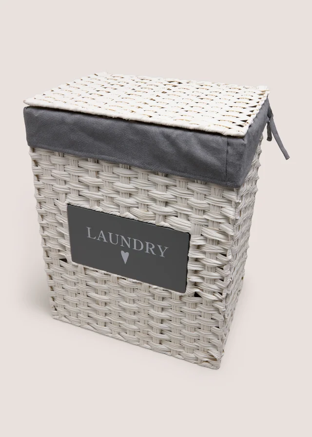 White Wicker Laundry Basket