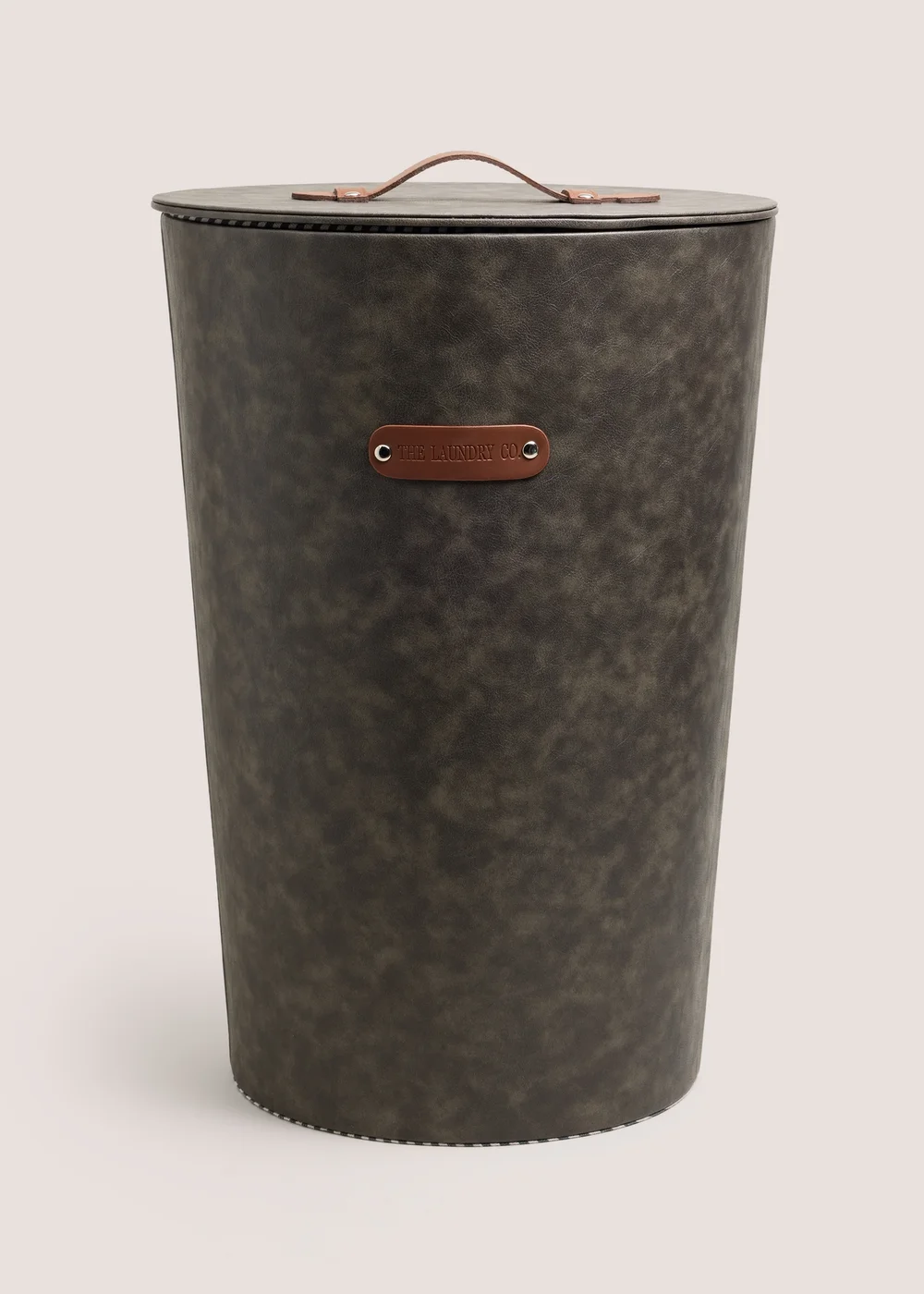 Faux Leather Round Laundry Basket Image 1