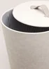 Grey Faux Leather Round Laundry Basket Image 2
