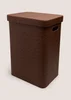 Brown Faux Leather Laundry Basket Image 1