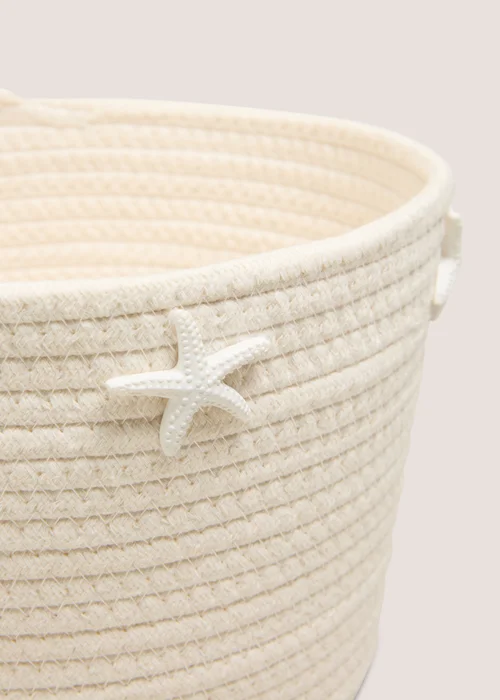 White Shell Embroidered Basket Image 2