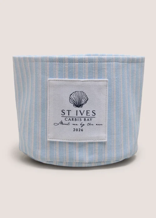 Blue St Ives Stripe Storage Basket Image 1