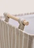 Beige Stipe Laundry Basket Image 2