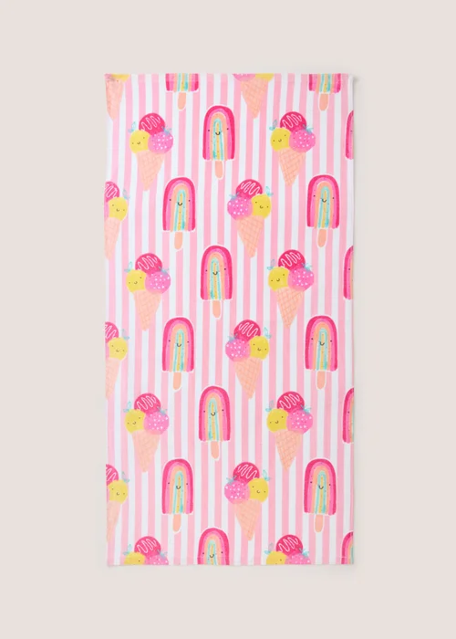 Pink Ice Cream Beach Towel Image 1