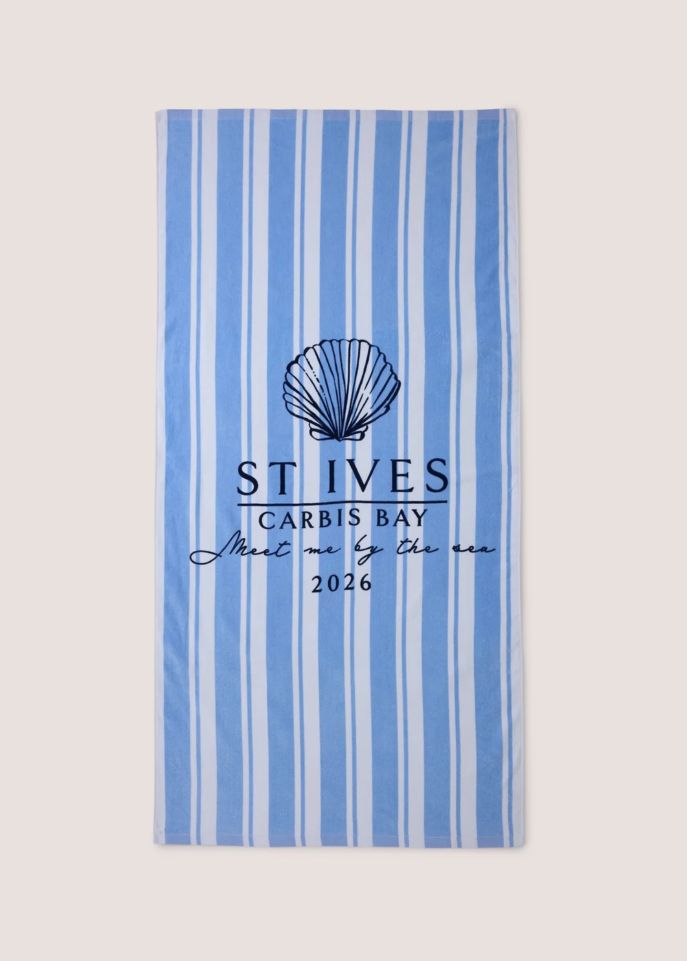 Blue Stripe St Ives Beach Towel Image 1