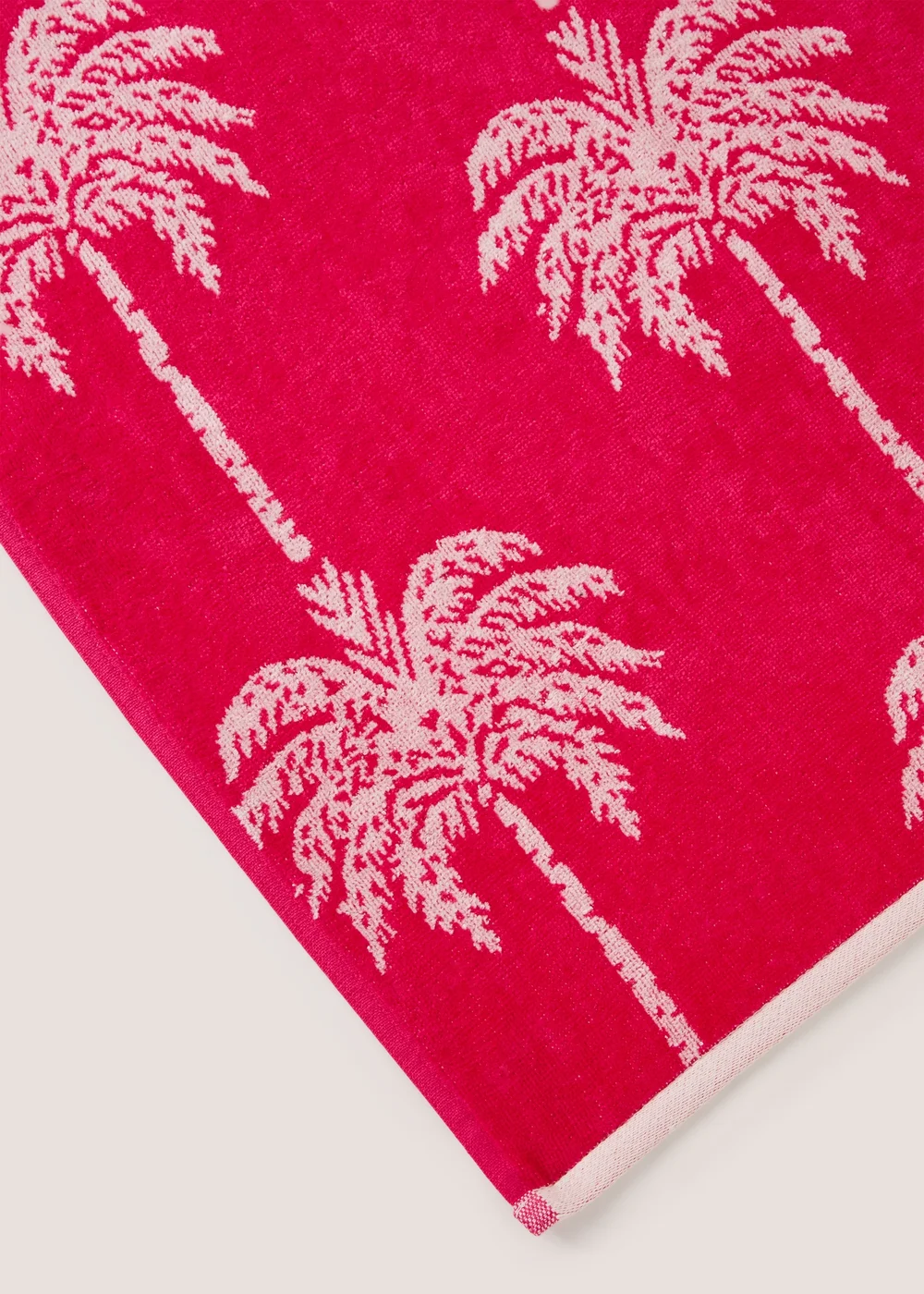 Pink Palm Tree Jacquard Beach Towel Image 2