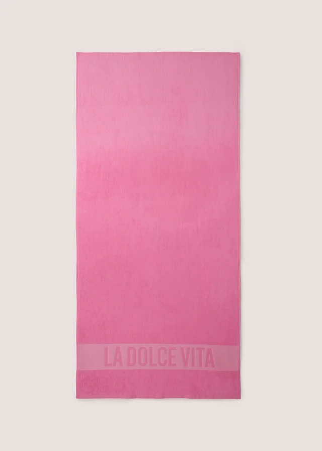 Pink Slogan Beach Towel