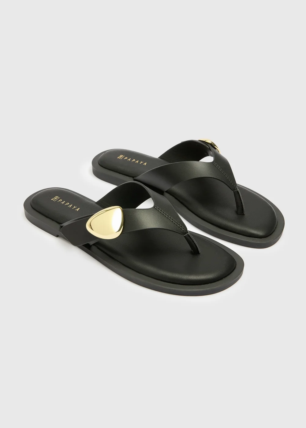 Black Gold Trim Toe Post Sandals - Size 3 Image 1