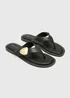 Black Gold Trim Toe Post Sandals - Size 3 Image 1