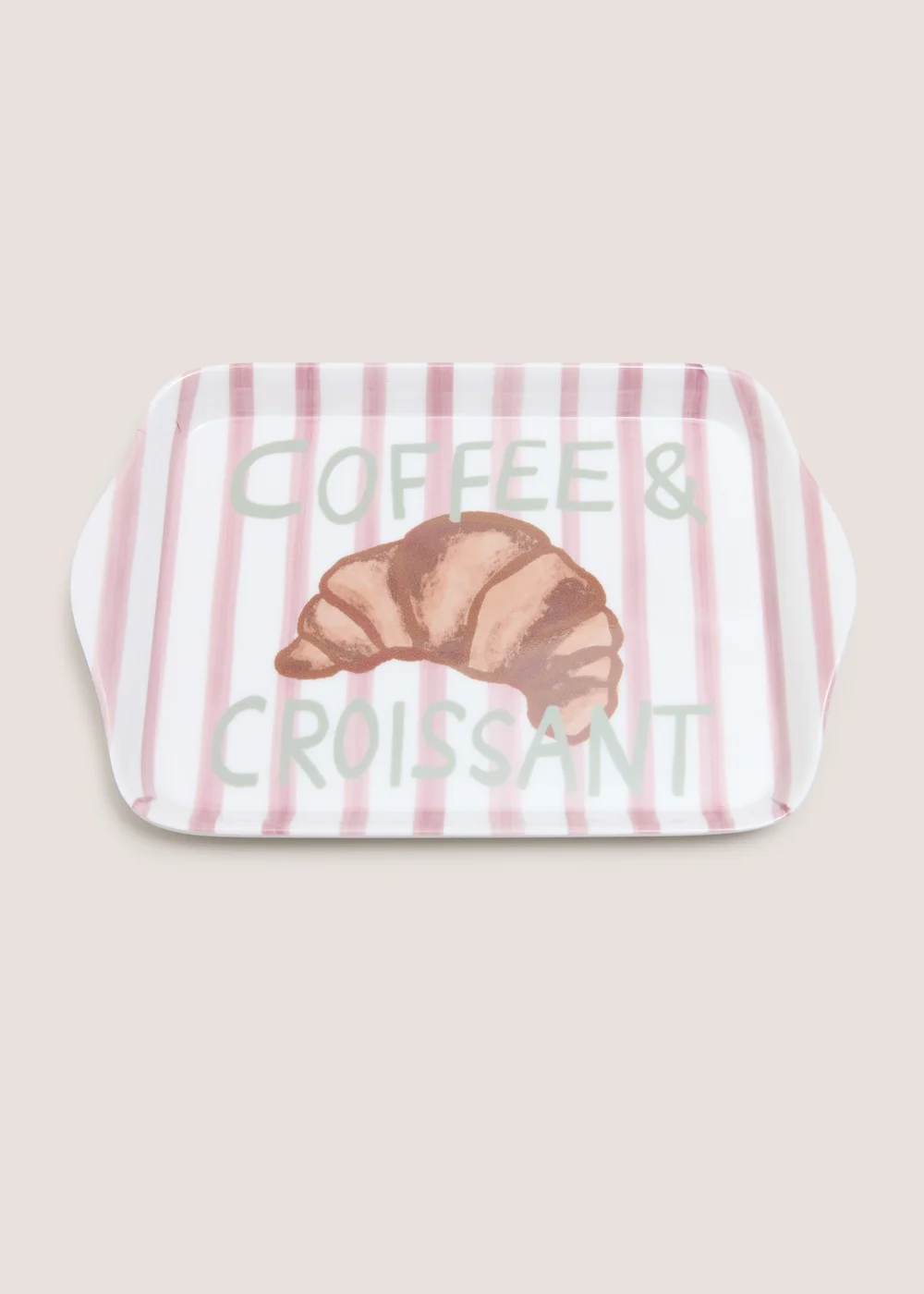 Pink Striped Coffee & Croissant Tea Tray Image 1