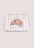 Pink Striped Coffee & Croissant Tea Tray Image 1