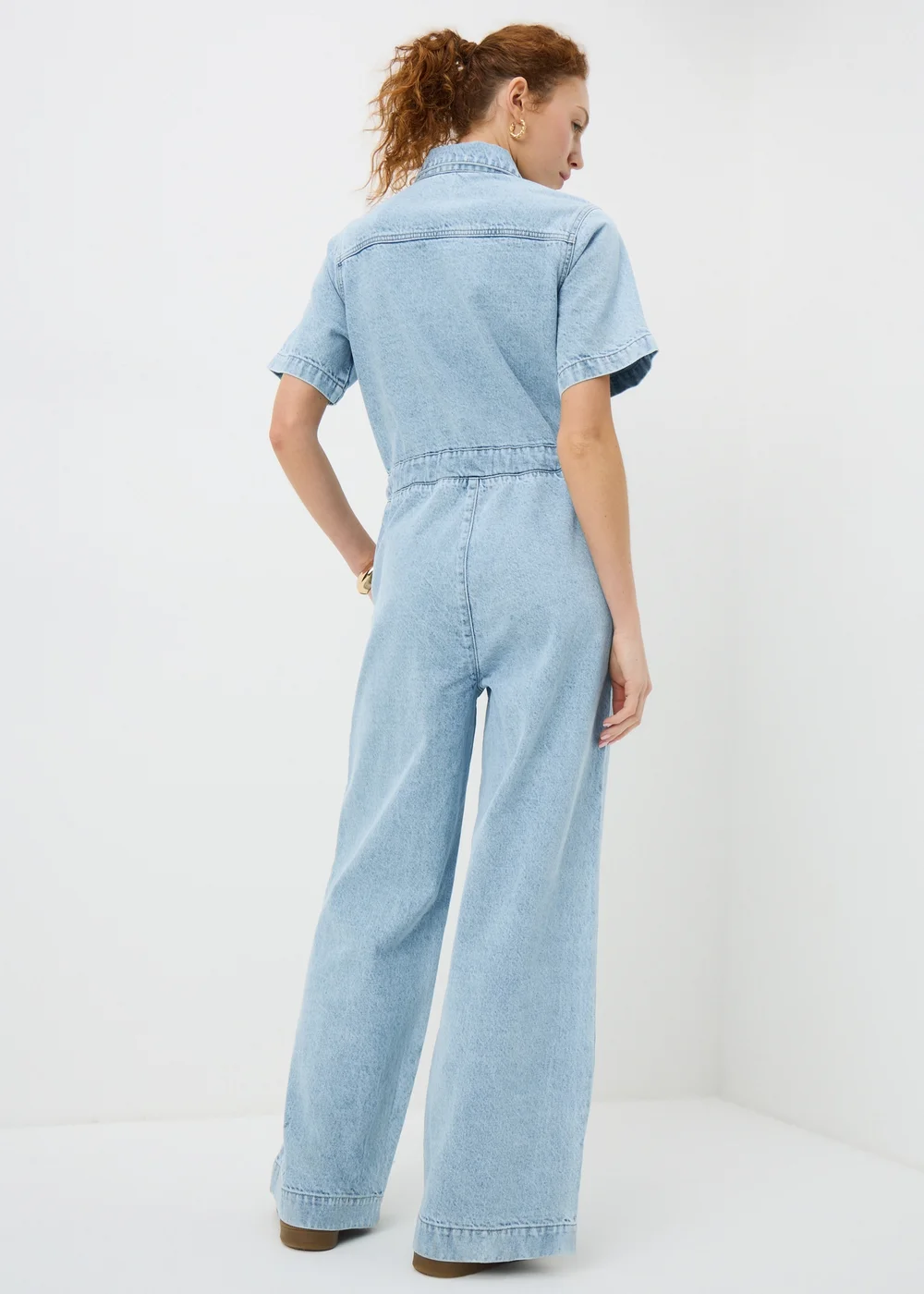 Light Wash Denim Boiler Suit - Size 8 Image 3