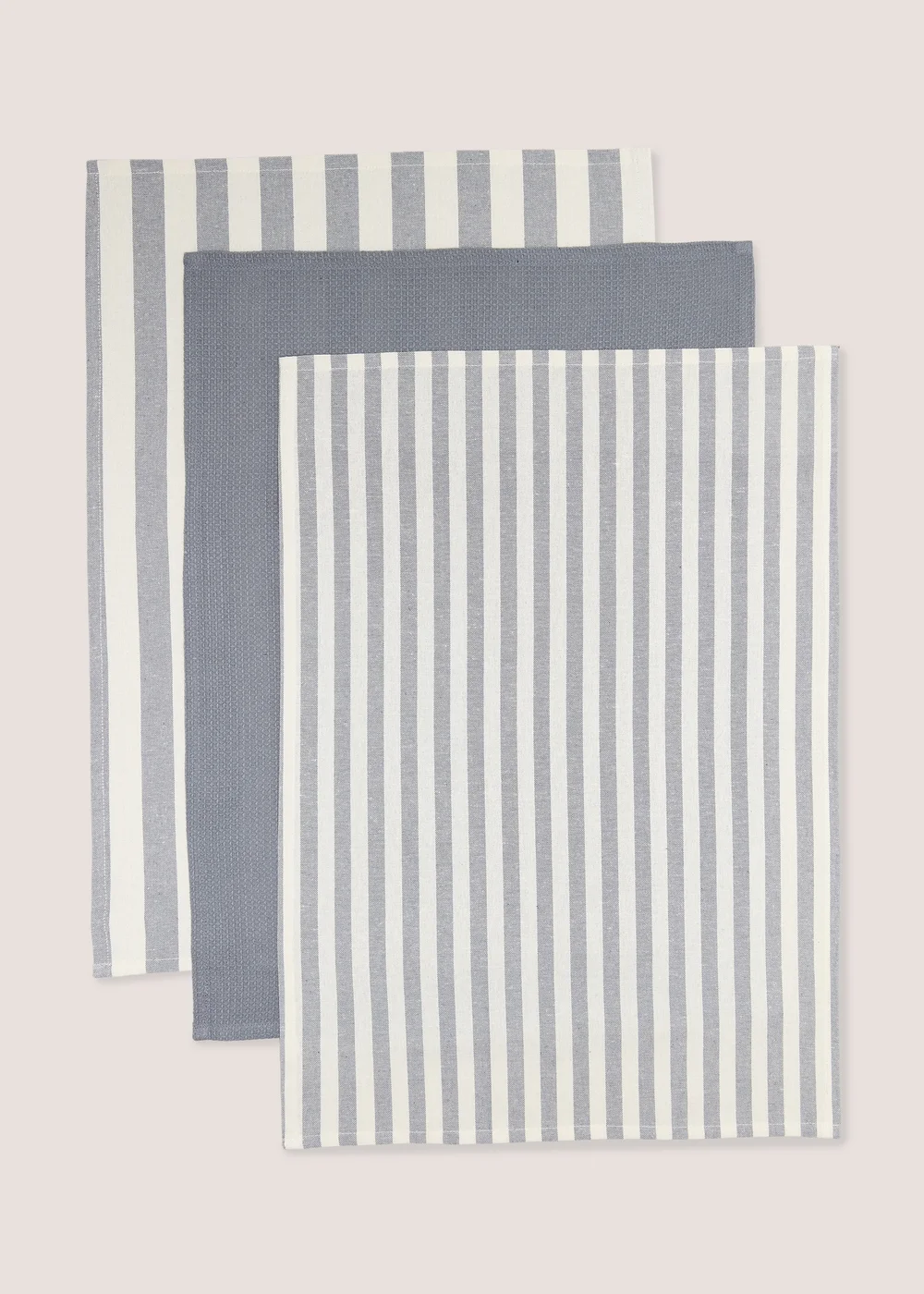 3 Pack Grey Striped Tea Towels Image 1