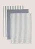 3 Pack Grey Striped Tea Towels Image 1