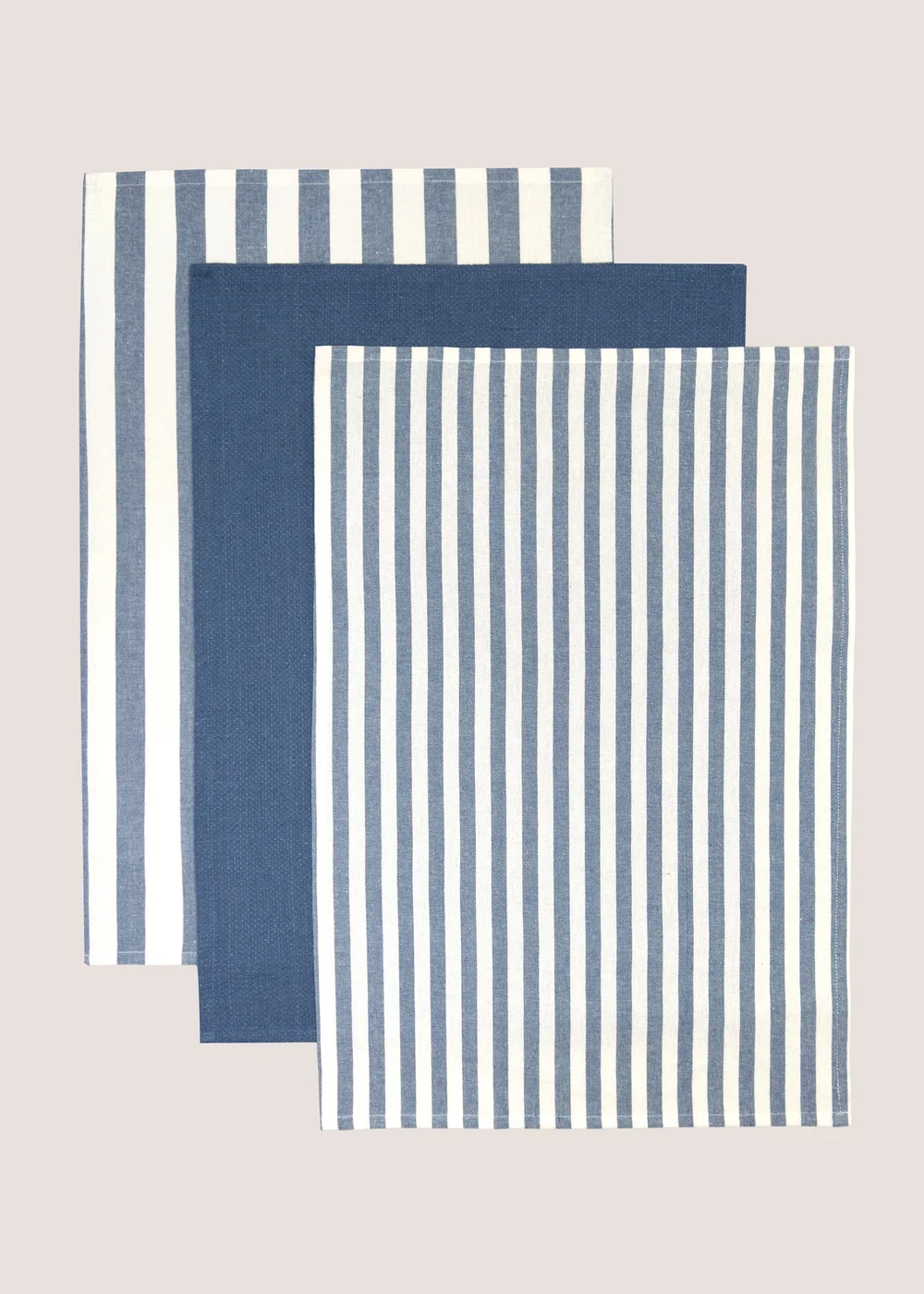 3 Pack Blue Striped Tea Towels Image 1
