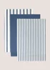 3 Pack Blue Striped Tea Towels Image 1