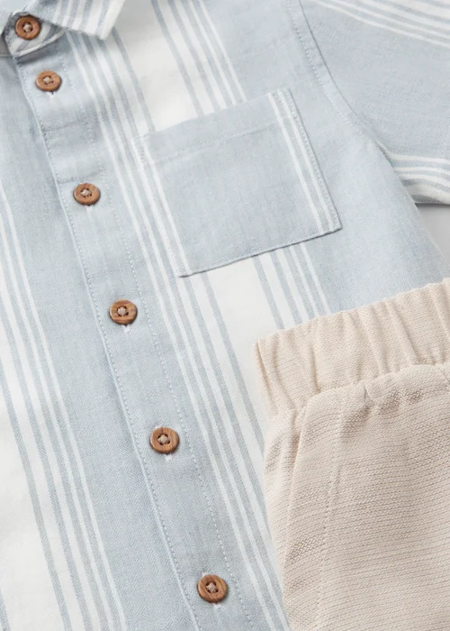 Boys Blue Stripe Shirt & Trouser Set (1-7yrs) - 1 to 1 half years Image 2