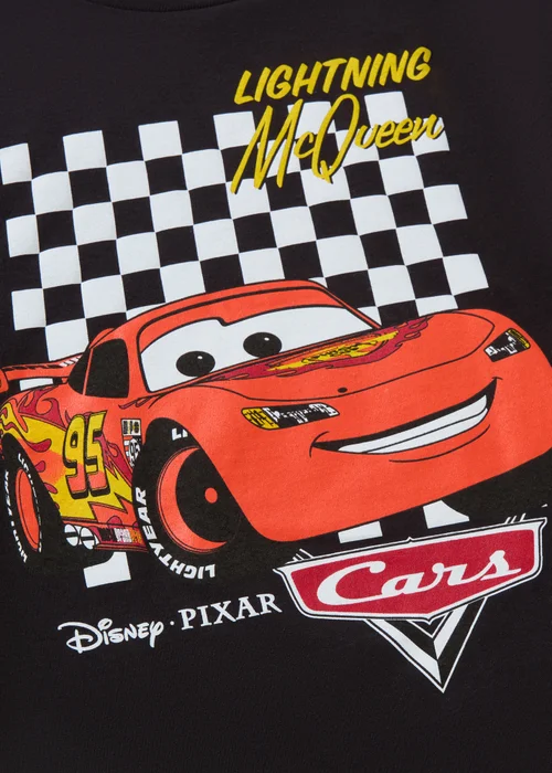 Cars Boys Black Checkerboard T-Shirt (3-8yrs) - Age 3 - 4 Years Image 2