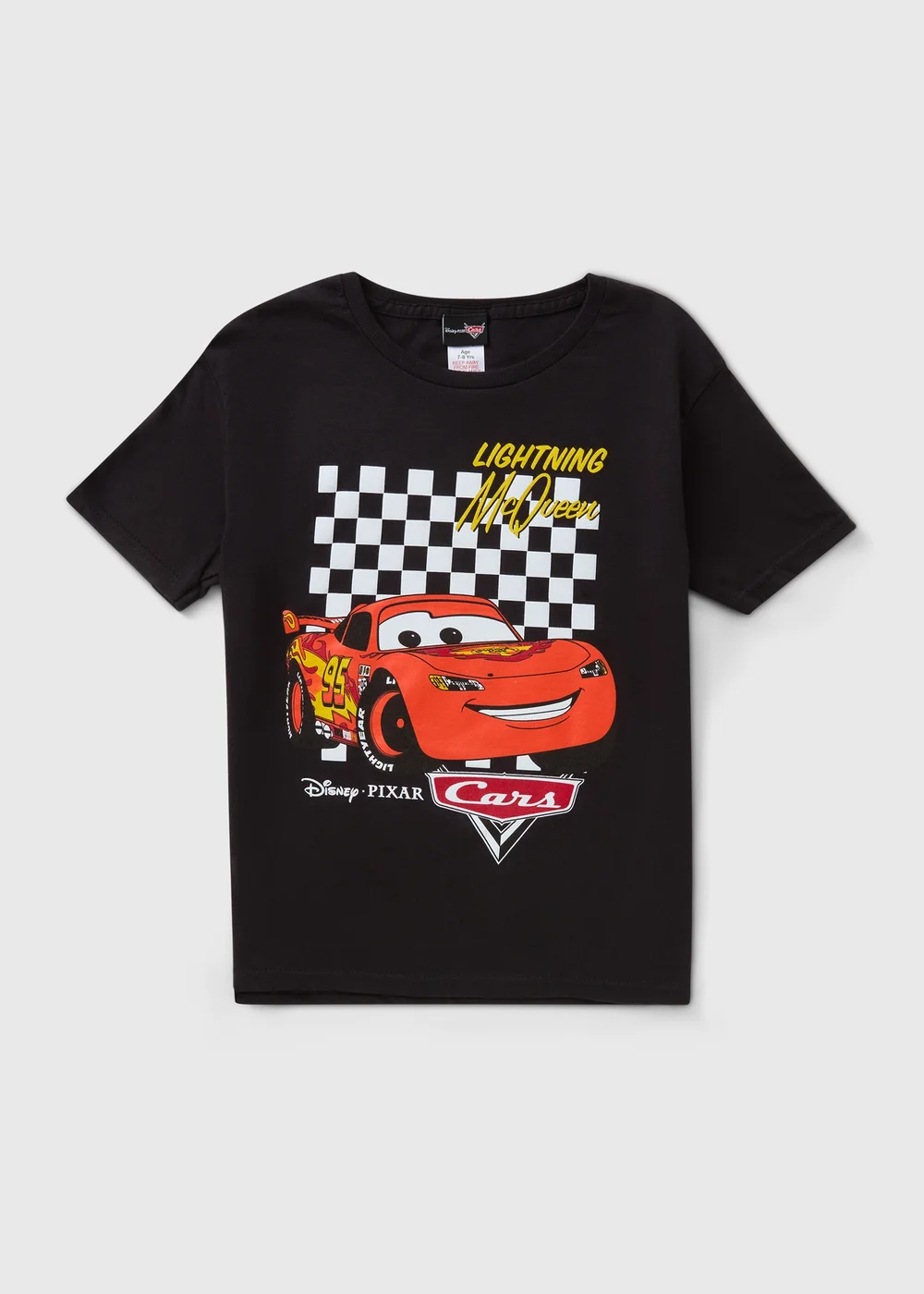 Cars Boys Black Checkerboard T-Shirt (3-8yrs) - Age 3 - 4 Years Image 1