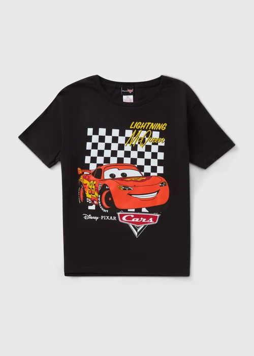 Cars Boys Black Checkerboard T-Shirt (3-8yrs) - Age 3 - 4 Years Image 1