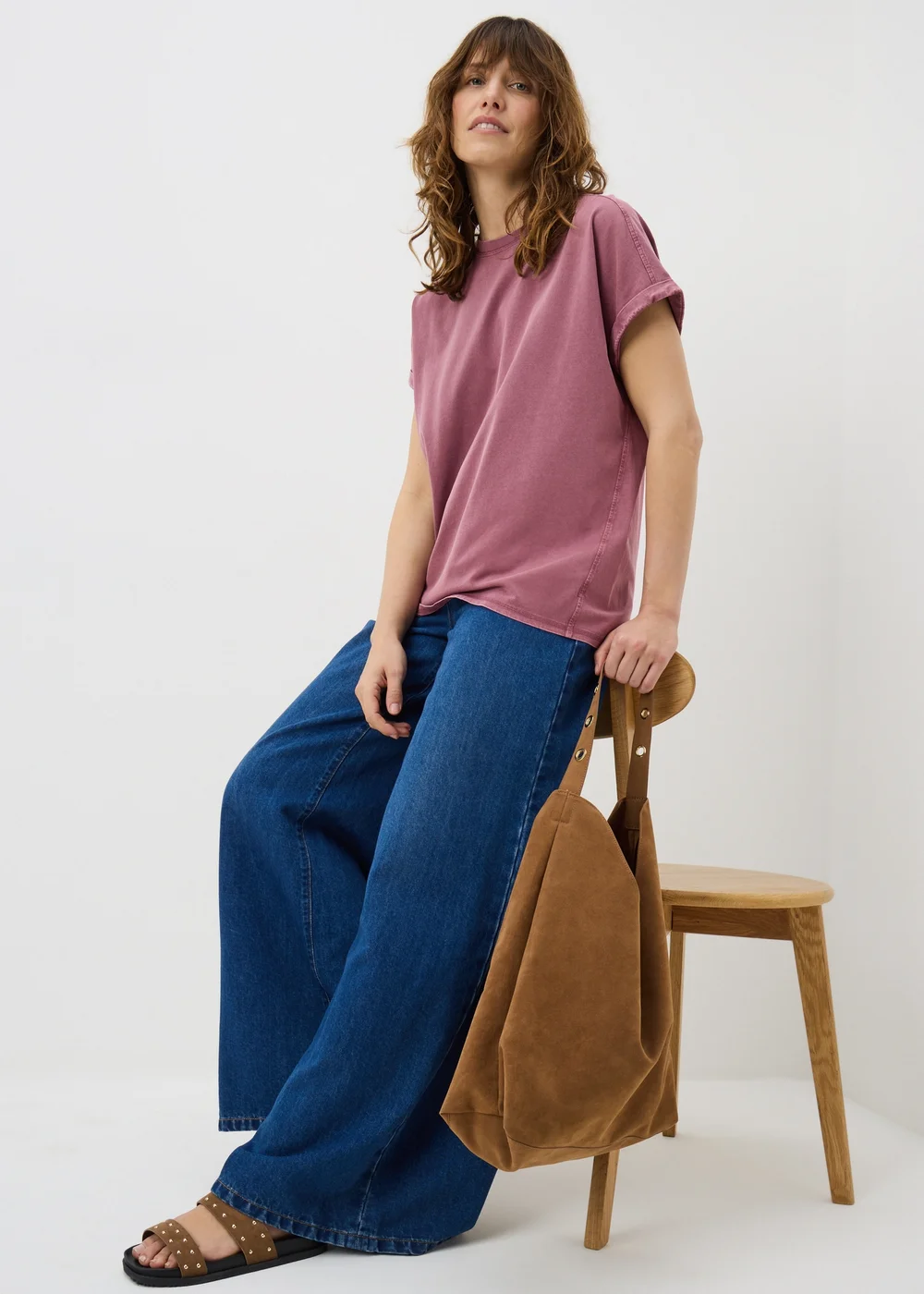 Raspberry Acid Wash Longline T-Shirt - Small Image 1