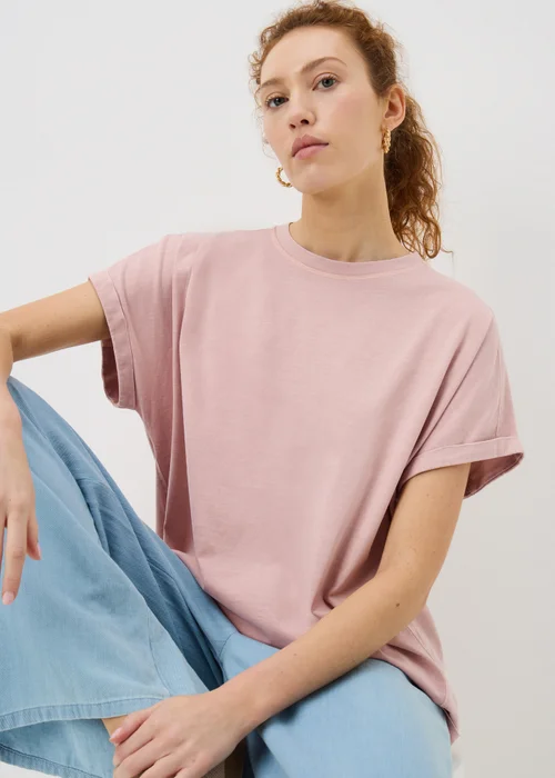 Nude Pink Longline T-Shirt - Small Image 1
