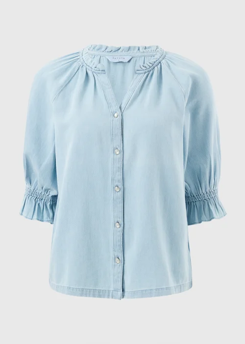 Blue Chambray Co Ord Popover Blouse - Size 8 Image 3