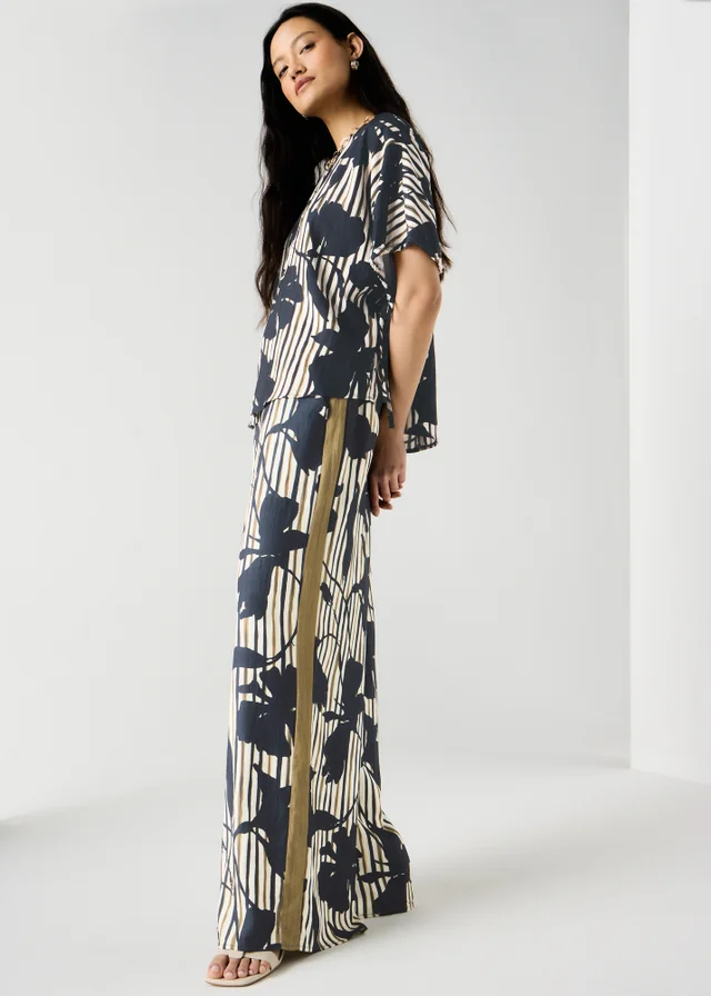 Et Vous Multi Floral Stripe Wide Leg Co Ord Trousers
